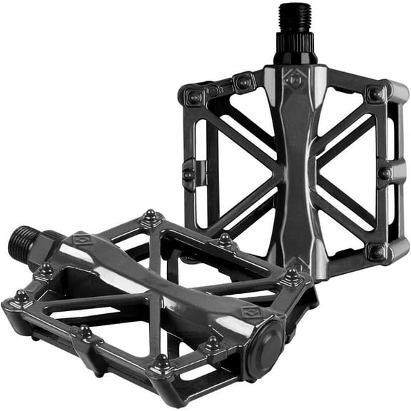 Every Moment Counts Bike Pedals for Adult Mountain Bikes, 9/16 Bike Pedals, Lightweight Durable Aluminum Alloy Wide Platform Pedal with Anti-slip Pins on Each Sides, Mountain Bike Accessories