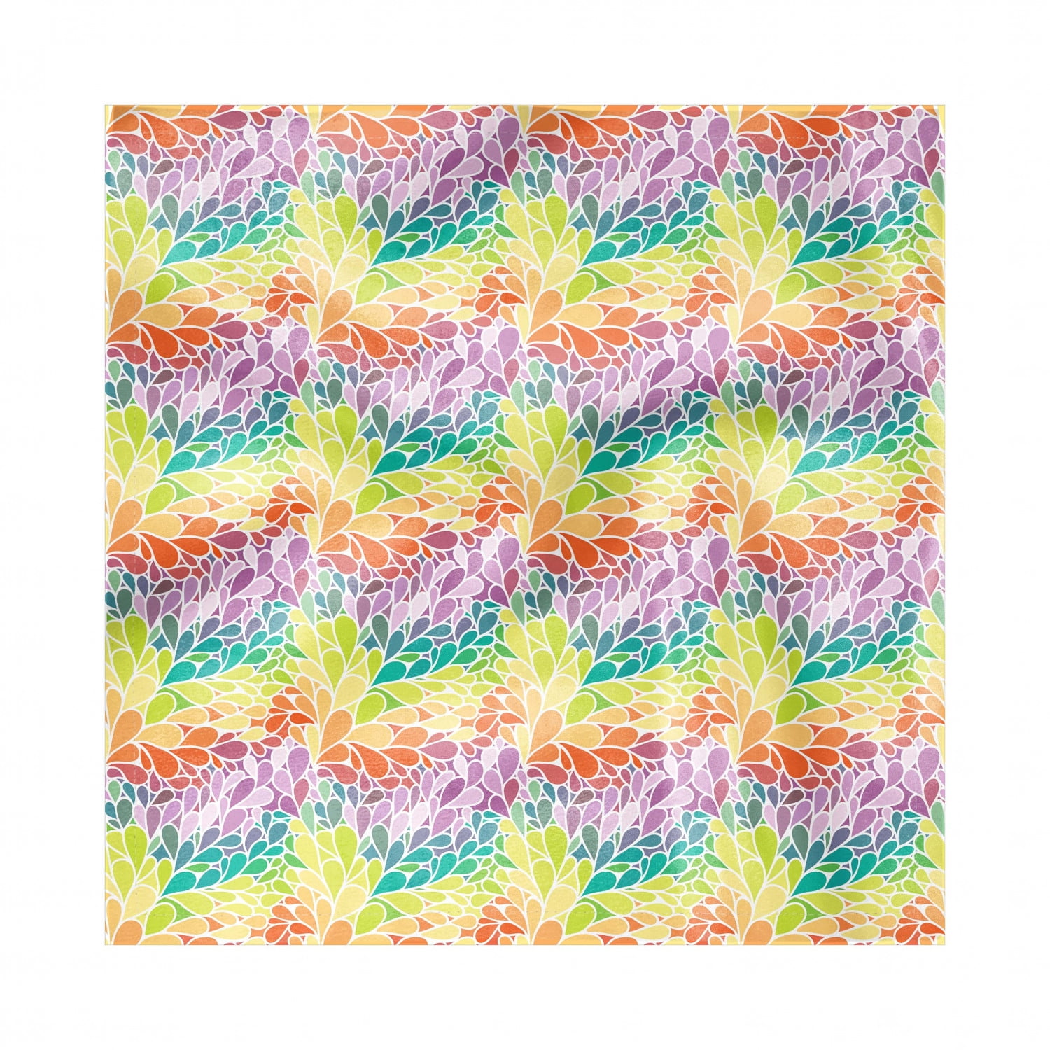 Colorful Decorative Napkins Set of 4, Doodle Style and Abstract Leaves