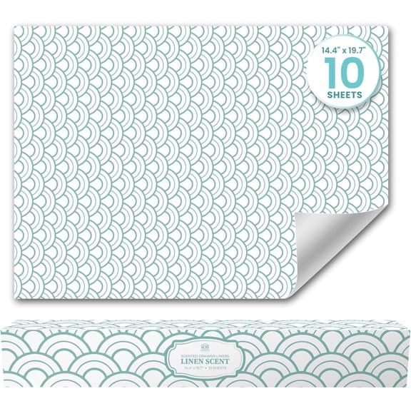 Fresh Linen Scented Drawer Liners for Dresser Drawers (10 Large Sheets, 19.7" x 14.4") - Non Adhesive Paper Liner Bedroom & Closet Shelves by Linda’s Essentials