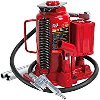 TA92006 Torin Pneumatic Air Hydraulic Bottle Jack with Manual Hand Pump, 20 Ton (40,000 lb) Capacity, Red