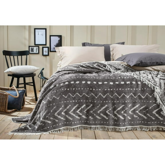 Yatas Bedding 90X96" Queen Size Cora Bedspread - Anthracite