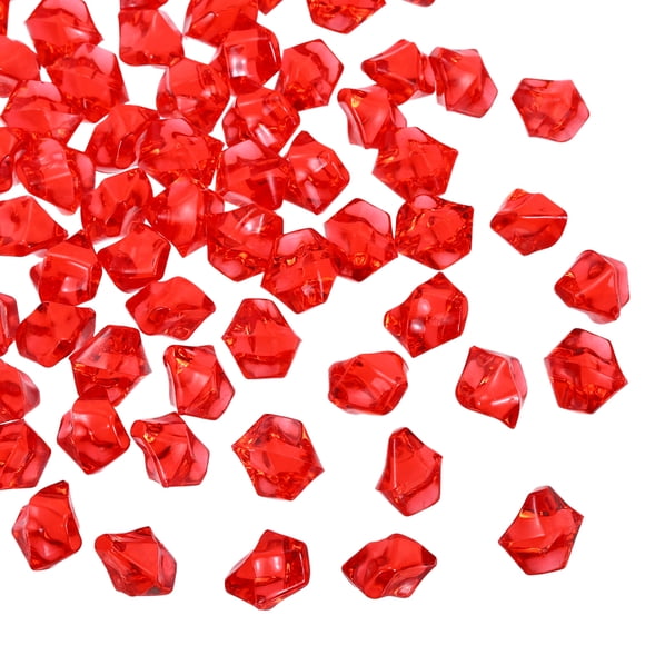Uxcell 800pcs Fake Ice Rocks Acrylic Purplish Red Crystals Gems Stones for Vase Fillers Table Scatters Decoration