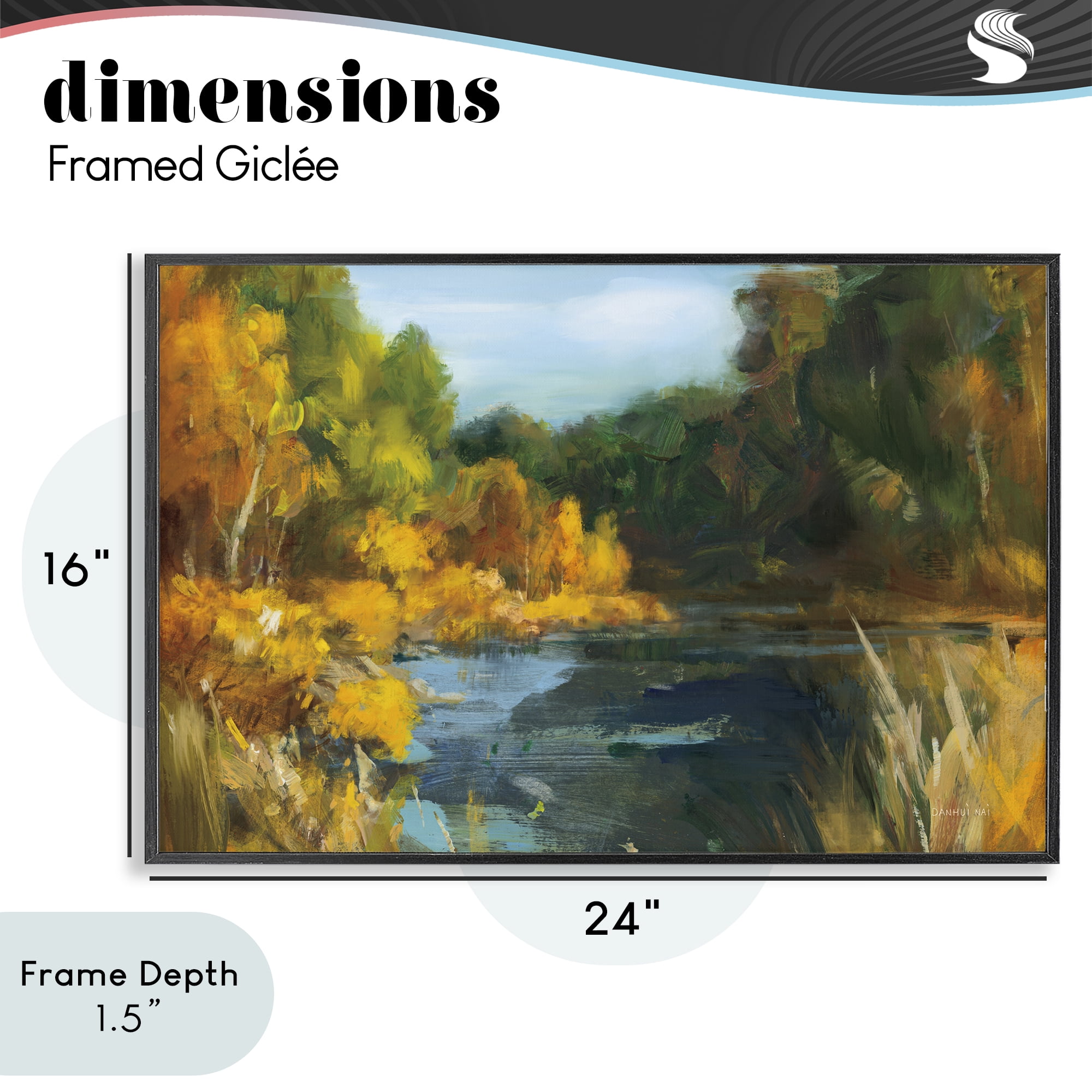 Stupell Industries Autumn River Bend Abstract Black Framed Giclee Art, design by Danhui Nai