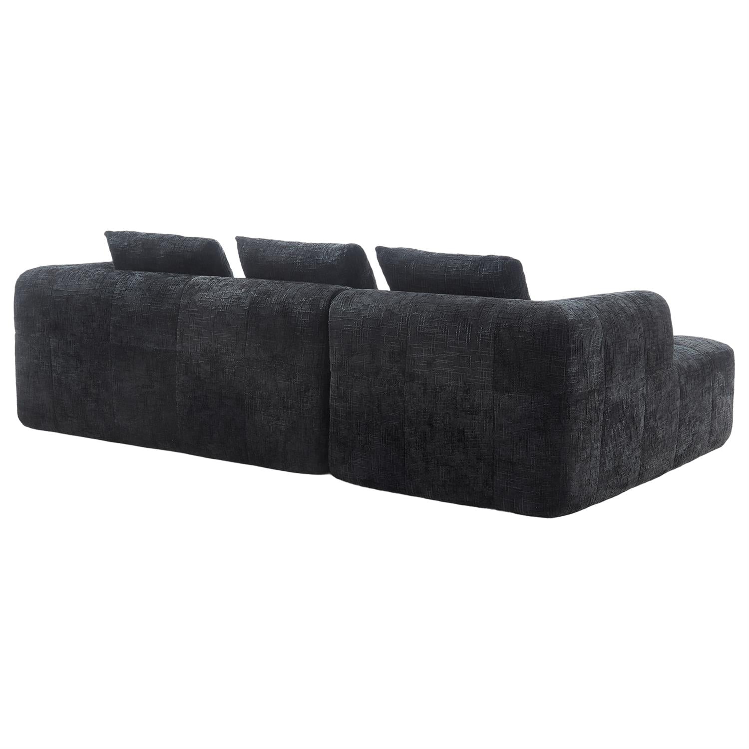 Demi Bonn 98" L-Shaped Modular Sectional Sofa with Chaise, Side Pockets, Modern Comfort Couch, Compression-Free Installation for Living Room, Black