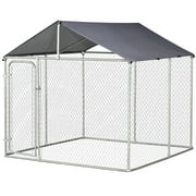 Pawhut Outdoor Kennel with Cover, Silver,10' x 10' x 6'