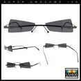thumbnail image 2 of Womens Avant Garde Jewel Rhinestone Cross Bar Metal Rimless Rectangle Sunglasses All Black, 2 of 7