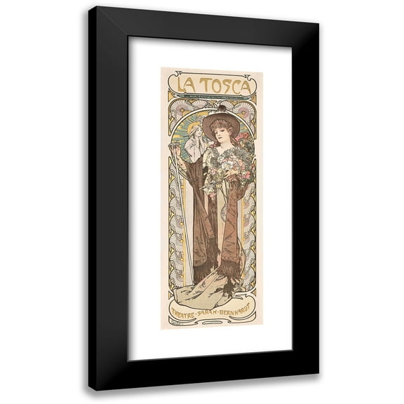 Alphonse Mucha 8x14 Black Modern Framed Museum Art Print Titled - La Tosca (1899)
