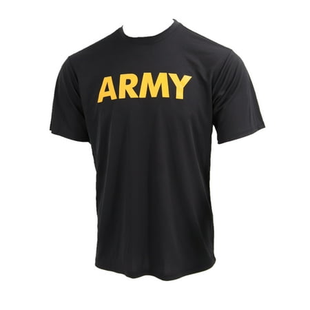 Active, Physical Training Shirt, APFU Style T-Shirt, Running, Polyester Dri-Release, Moisture and Odor Resistant, Black, Size L