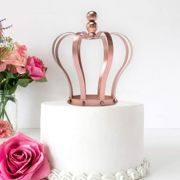 Efavormart 9" Rose Gold Metal Royal Crown Cake Topper For Wedding Party Special Event Personalized Decorations