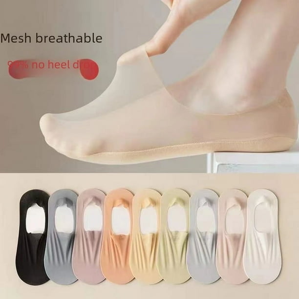 Calcetines de barco para mujer, de verano, finos, sin costuras, invisibles, de malla, transpirables, de algodón, antideslizantes, absorbentes del sudor, calcetines poco profundos para niños