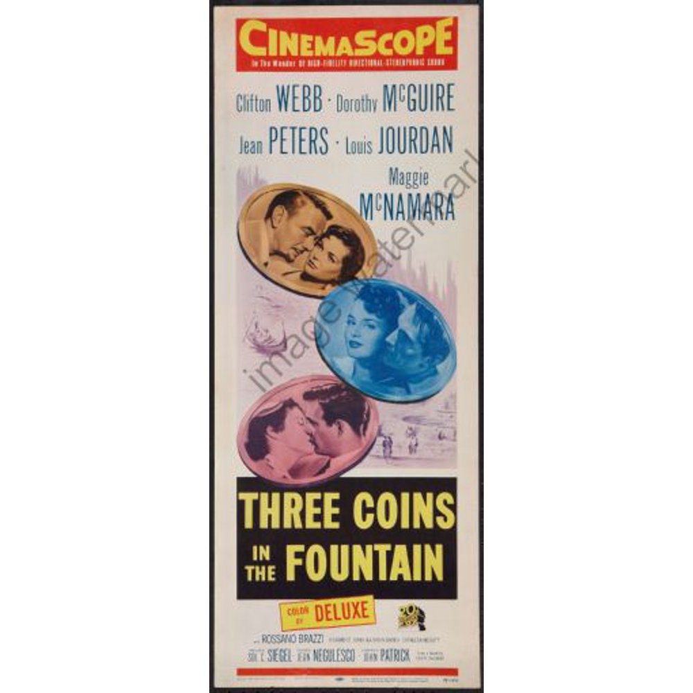 Three Coins In The Fountain Movie Poster Insert 14inx36in