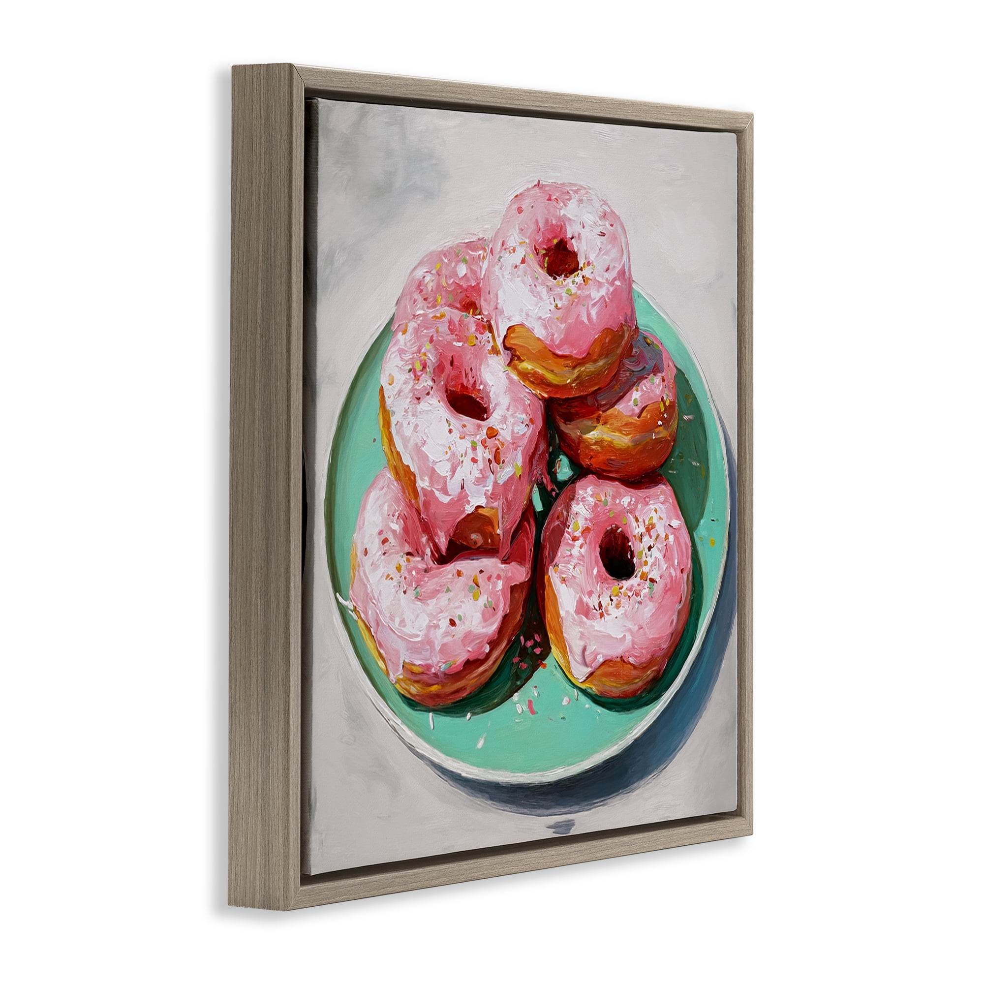 Stupell Industries Pink Frosted Donuts Brown Framed Floater Canvas Wall Art, design by Tina LeCour