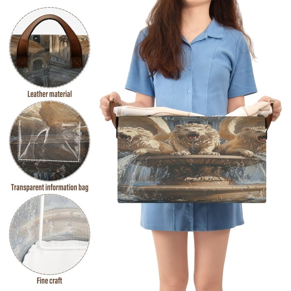 BZSMCE Collapsible Fabric Cube Storage Bins Winged Lions Design Pattern Storage Box