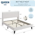thumbnail image 2 of Queen Size Velvet Bed Frame/Vertical Channel Tufted Wingback Headboard/Upholstered Platform Bed/Wood Slats/No Box Spring Needed/Easy Assembly/Beige, 2 of 9