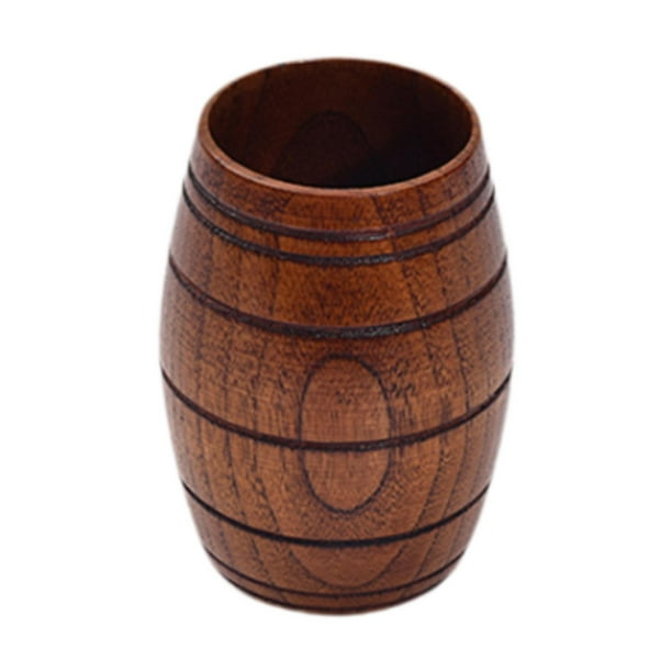 Jarra de cerveza de madera Taza de madera Simple Creativa Clásica Resistente Taza de té en forma de barril para leche Bebidas frías o calientes Inicio L sin asa