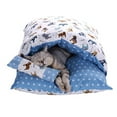 thumbnail image 1 of Billuyoard Cómoda cama cueva para mascotas de poliéster, nido cálido para gatos pequeños, bonito y práctico, en otoño e invierno Perchas para gatos azul METRO, 1 of 6