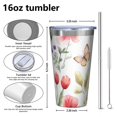 thumbnail image 4 of 16oz Tumblers Pioneer Flower and Butterfly Stainless Steel Vacuum Insulated Double Wall Travel Tumbler Cups Mug with Lid and Straw,Cleaning Brush for Coffee,Tea, 4 of 4