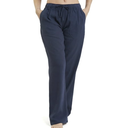 

Frontwalk Womens Wide Leg Palazzo Lounge Pant High Waist Yoga Workout Cotton Linen Sweat Pants Comfy Pocket Loungewear