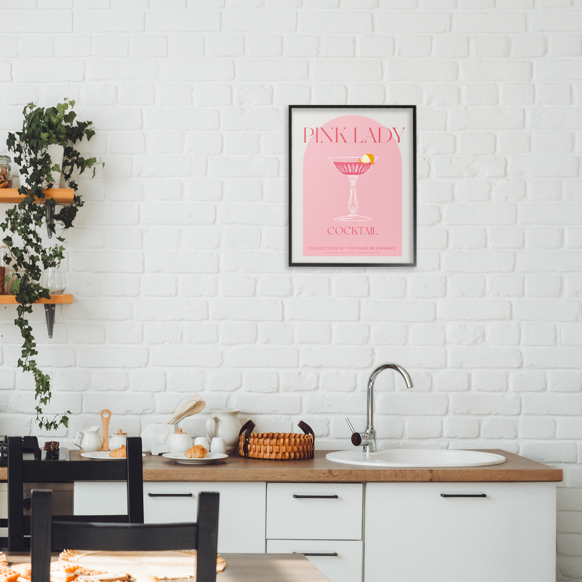 Stylish Retro Pink Lady Black Framed Giclee Art, design by Lil' Rue
