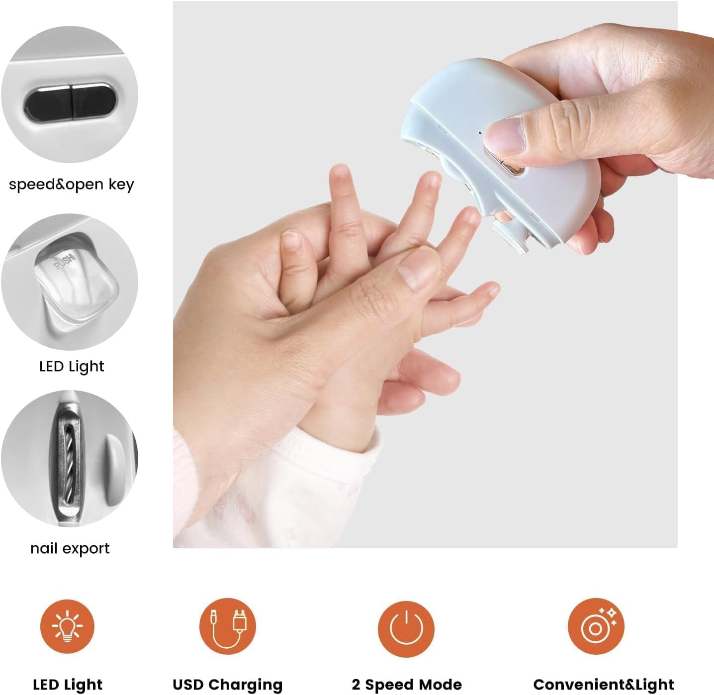 Easyclip Smart Nail Clipper,Fanyil 3 in 1 Easy Clip for Seniors,Designed for Extra Hard/Thick Hands Feet Nails,Polishing Clipper with Light,Safe for Baby & Seniors-Grey-7-14 Days delivery(1pc)