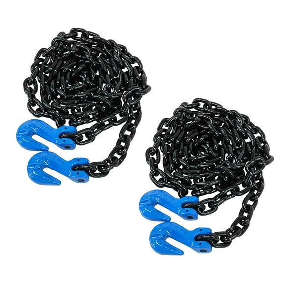 2 Pack 3/8" x 10' G100 High Grade Transportation Chain w/ Grab Hooks, 8800 lbs WLL