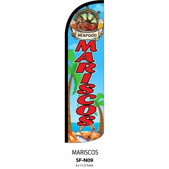 N09-MARISCOS Swooper Flag Feather Banner Sign 3x11.5ft(Flag Only)
