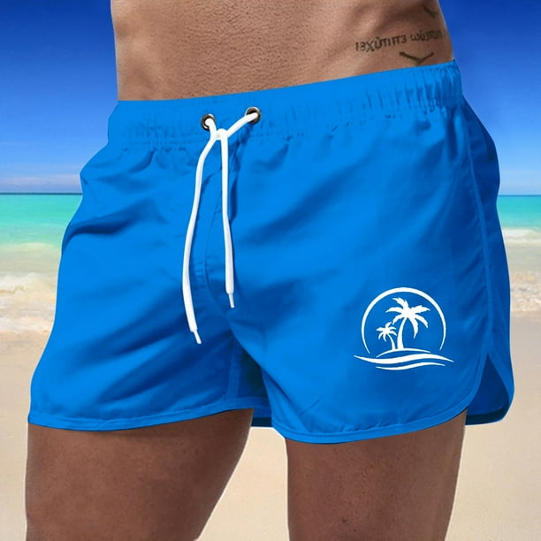 WILLBEST Pantalones Cortos de Verano para Hombre, Deportivos, de Moda, para Playa, Ocio, Viajes, Poliéster, Estampado de Cocoteros.