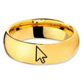 thumbnail image 2 of Tungsten Mouse Arrow Pointer Cursor Band Ring 7mm Men Women Comfort Fit 18k Yellow Gold Dome Polished, 2 of 4
