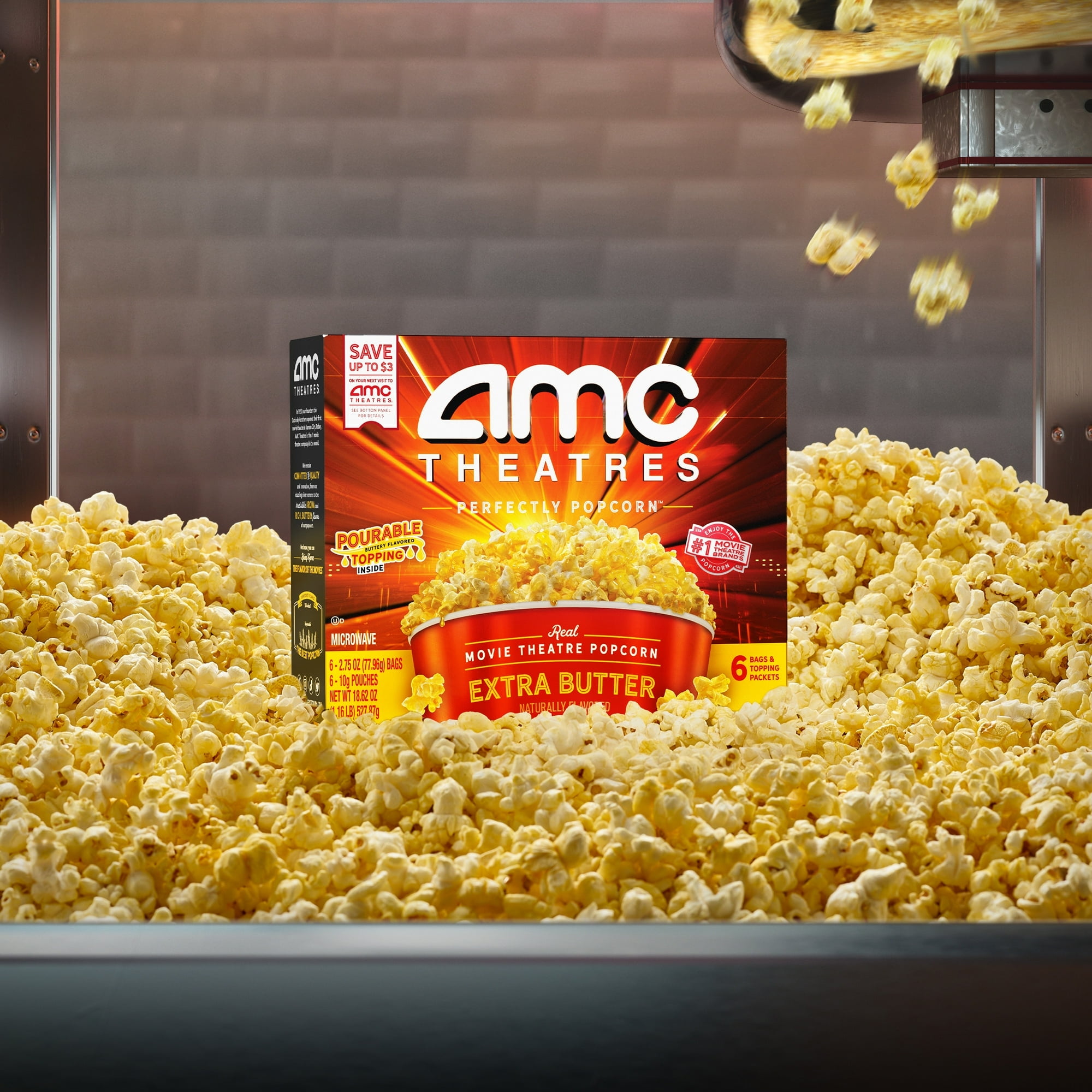 AMX Theatres Microwave Popcorn 6ct, Extra Butter