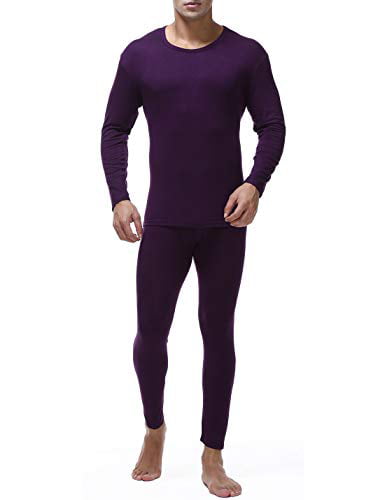 Locachy Men's Ultra Soft Thermal Underwear Set Stretchy Thin Modal Cotton Long Johns Top & Bottom Set