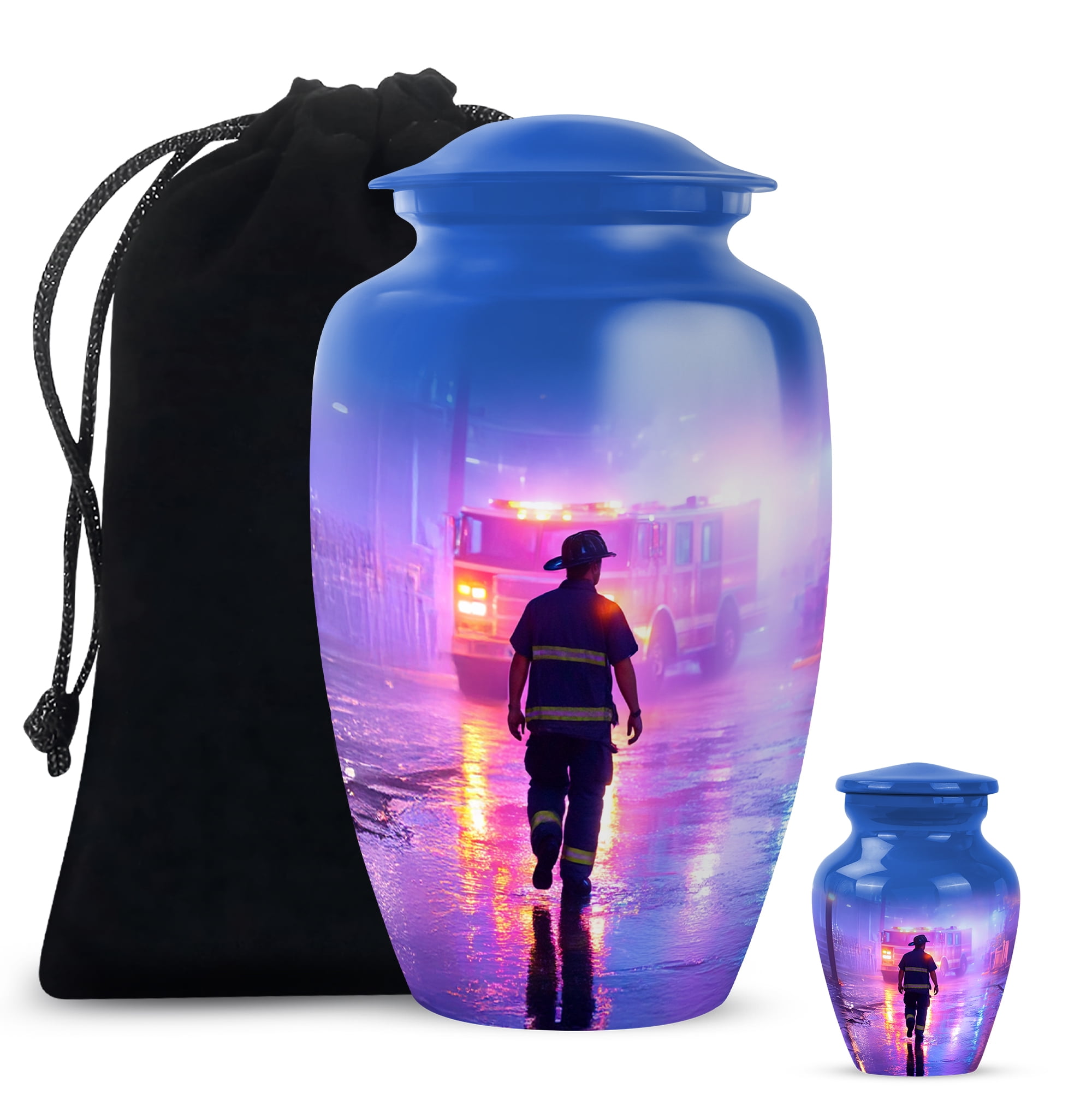 Fire Fighter Cremation Urns For Human Ashes Adult Female Mom, Purple Urns For Human Ashes Man And Woman, Funeral Urn For Adults Male And Female, Large Decorative Urn For Brother, 10 Inch