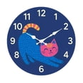 thumbnail image 1 of Reloj de pared de , reloj colgante de madera, silencioso, con números arábigos, sin , decoración de pared para bar, aula, sala de fiestas, Gato azul, 1 of 8