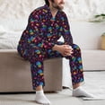 thumbnail image 7 of Sikiie mushroom colorful Skull Mens Pajama Set, Soft Warm Long Sleeve Sleepwear, Cozy Button-Down Pjs for Men-X-Large, 7 of 7