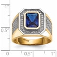 thumbnail image 4 of 14K Yellow & Rhodium With Cz Emerald-Cut Blue Mens Ring (Size 10) Made In United States y13807, 4 of 5