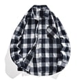 thumbnail image 5 of SGFCWSX Men's Flannel Shirt Plaid Long Sleeve Button Down Western Casual with Chest Pocket Shirts Blue Size 5XL, 5 of 6