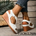 thumbnail image 4 of Wedge Dress Sandals for Women 2025 Summer Trendy Leather Peep Toe Platform High Heels Ladies Dressy Sandals, 4 of 6
