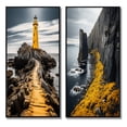 thumbnail image 2 of Designart "Lighthouse Photo Grey and Yellow Serenity II" Lighthouses Framed Wall Art Set Of 2 - Grey Beach Gallery Wall Frame Set For Home Decor, 2 of 6