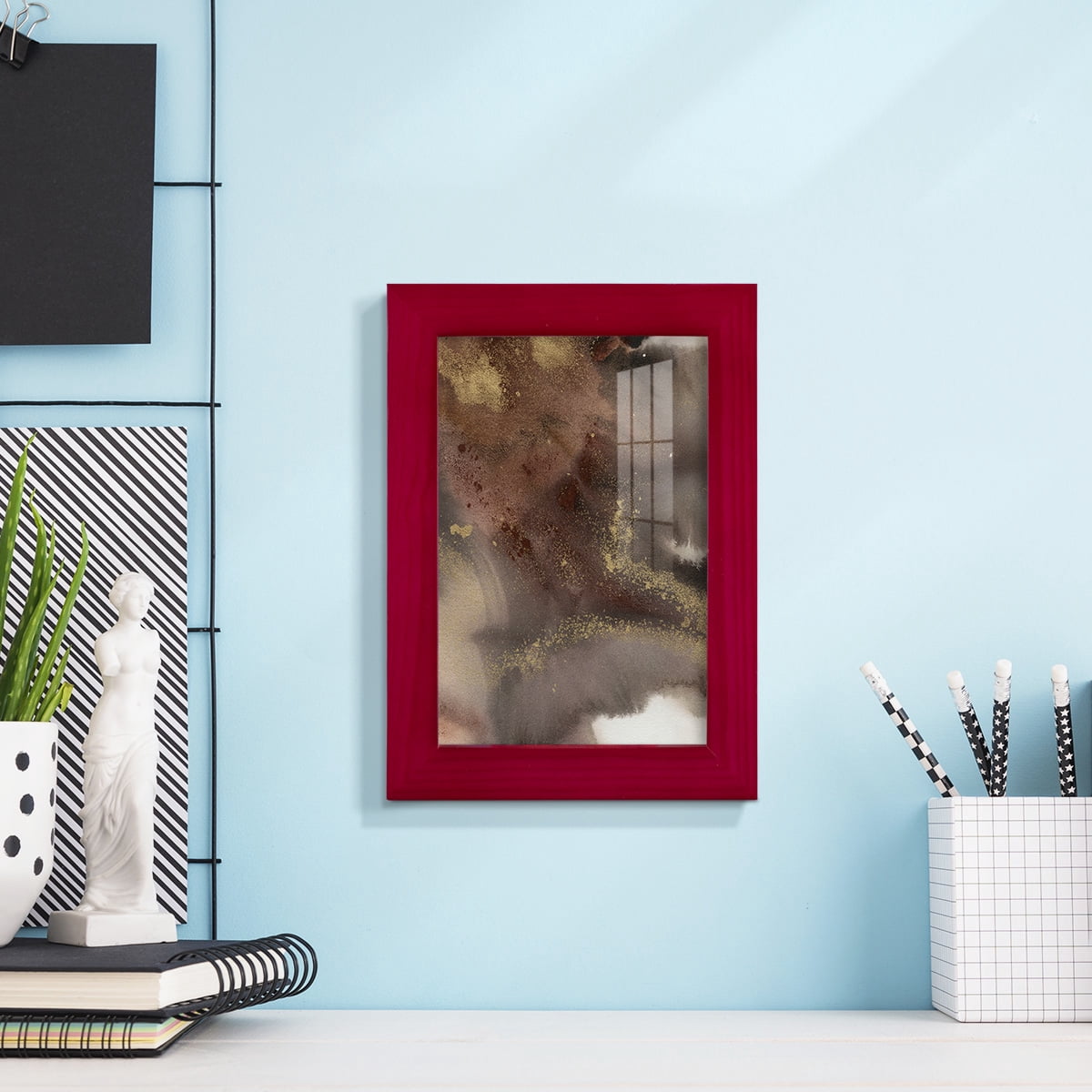 Mountain Seasons IV - Framed Print w/glass - Cherry Red