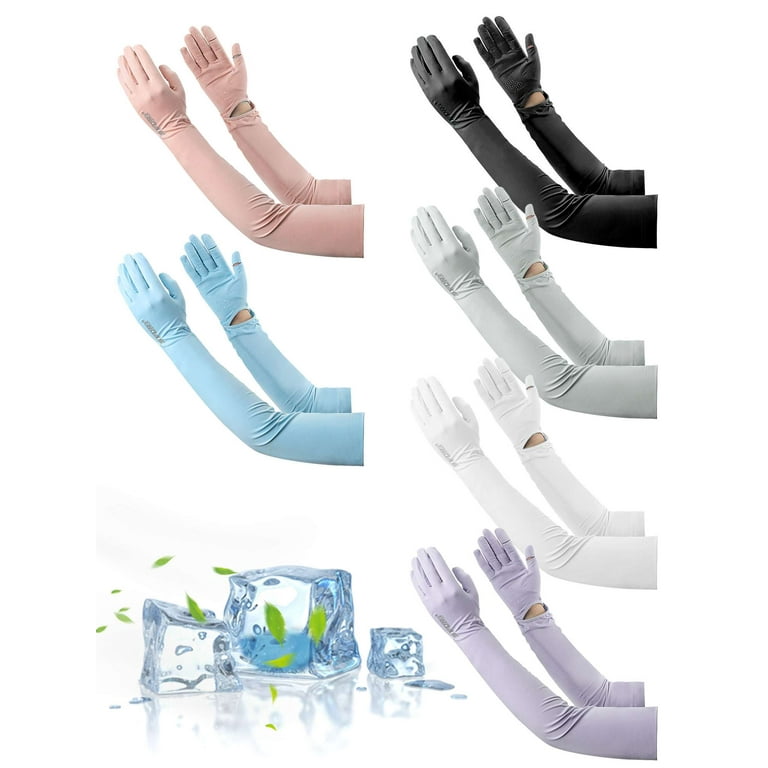 Spencer Women UV Long Sun Protection Gloves Touchscreen Full Finger Arm Sun  Driving Gloves UPF 50+ for Outdoor Sports Cycling, White