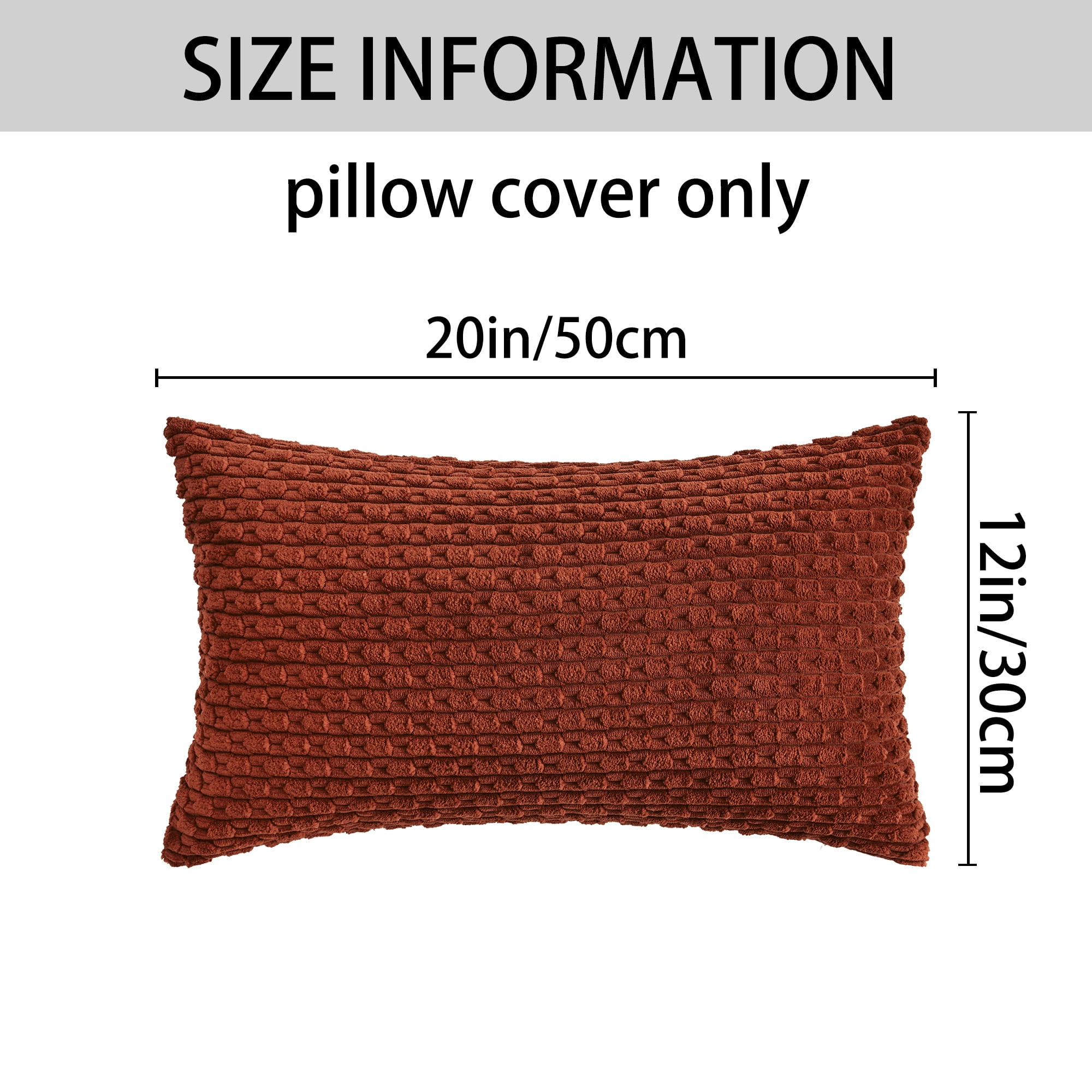 Unique Bargains 2Pcs Decorative Throw Pillow Covers for Sofa Dark Orange 12" x 20"