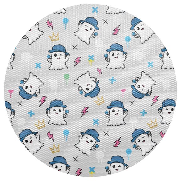 Cute Ghost Round Placemats Set of 6 Woven Non-Slip Washable Heat Resistant Table Mats 15.4 Inch for Kitchen Dining Decor