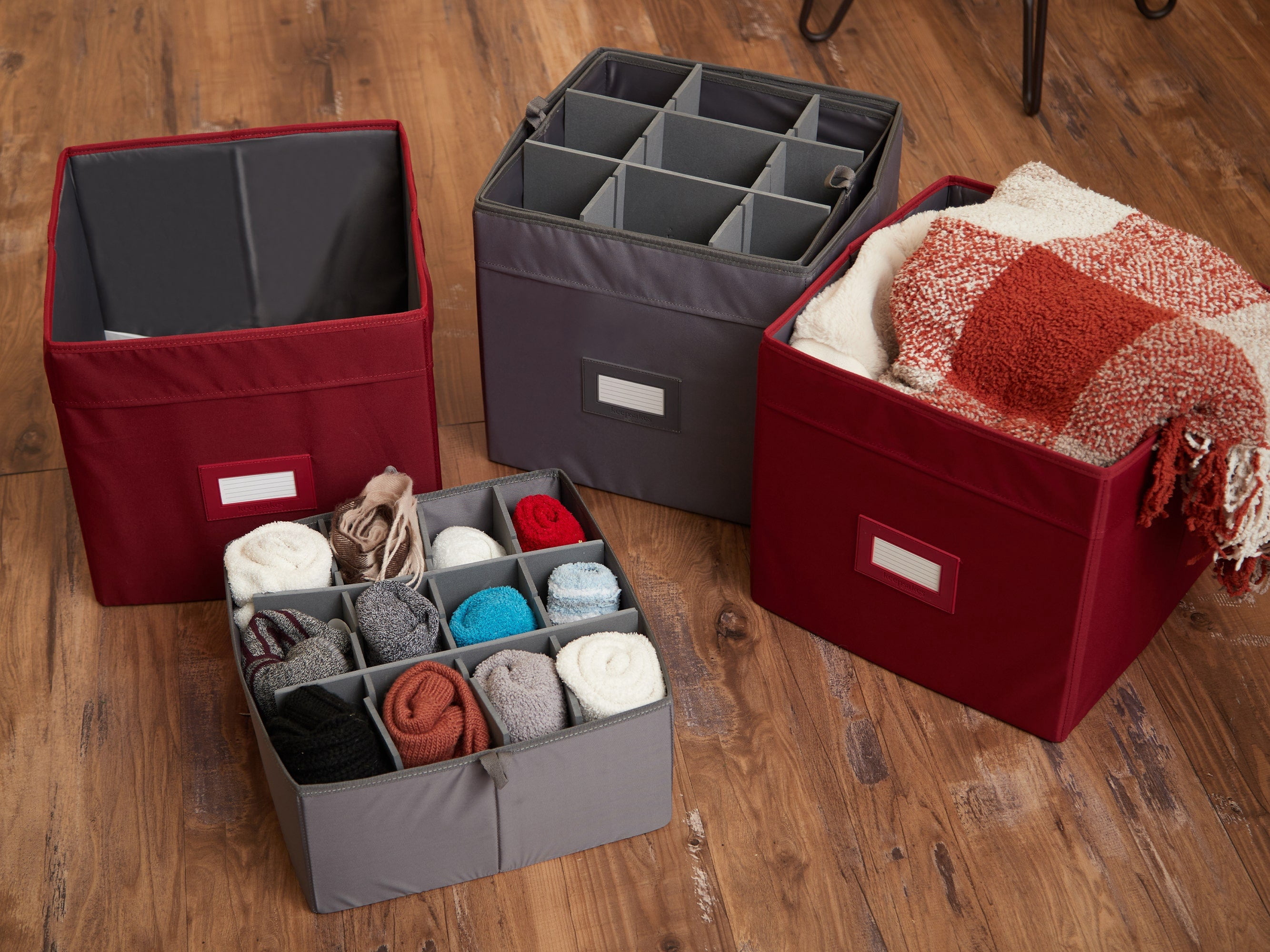 Covermates Keepsakes - Adjustable Cube Storage Bin - Configurable FlexGrid Compartments - ID Window - Pull Handles - Indoor Storage, Graphite