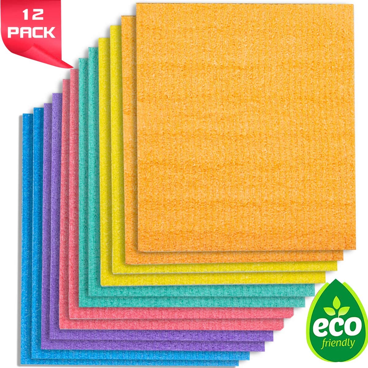 12 Pack Dishcloths Dishcloth Cellulose Sponge Cloths for Kitchen