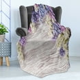 thumbnail image 4 of Rustic Soft Flannel Fleece Throw Blanket, Lilac Flowers Bouquet on Wood Table Spring Nature Romance Love Theme, Cozy Plush for Indoor and Outdoor Use, 60" x 80", Lilac Violet Dark Taupe, by Ambesonne, 4 of 5