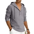 thumbnail image 7 of Maean Mens Cotton Linen Shirts with Hoodie Long Sleeve Button Neck Shirt Fashion Casual Vacation Tops, 7 of 7