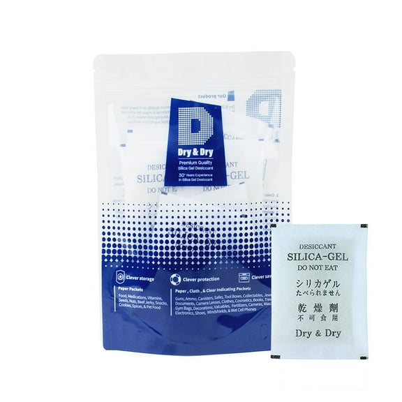 30 Gram [30 Packs] "Dry & Dry" Premium Silica Gel Packets Desiccant Dehumidifiers - Rechargeable Fabric