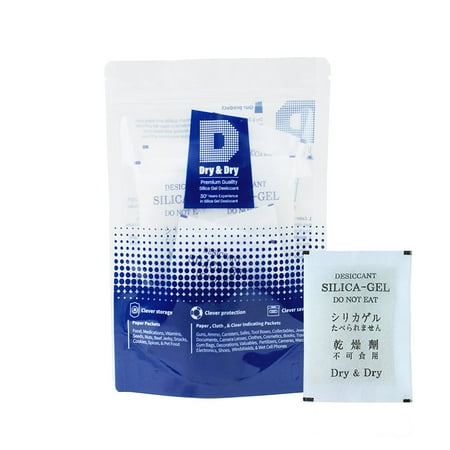 

30 Gram [30 Packs] Dry & Dry Premium Silica Gel Packets Desiccant Dehumidifiers - Rechargeable Fabric
