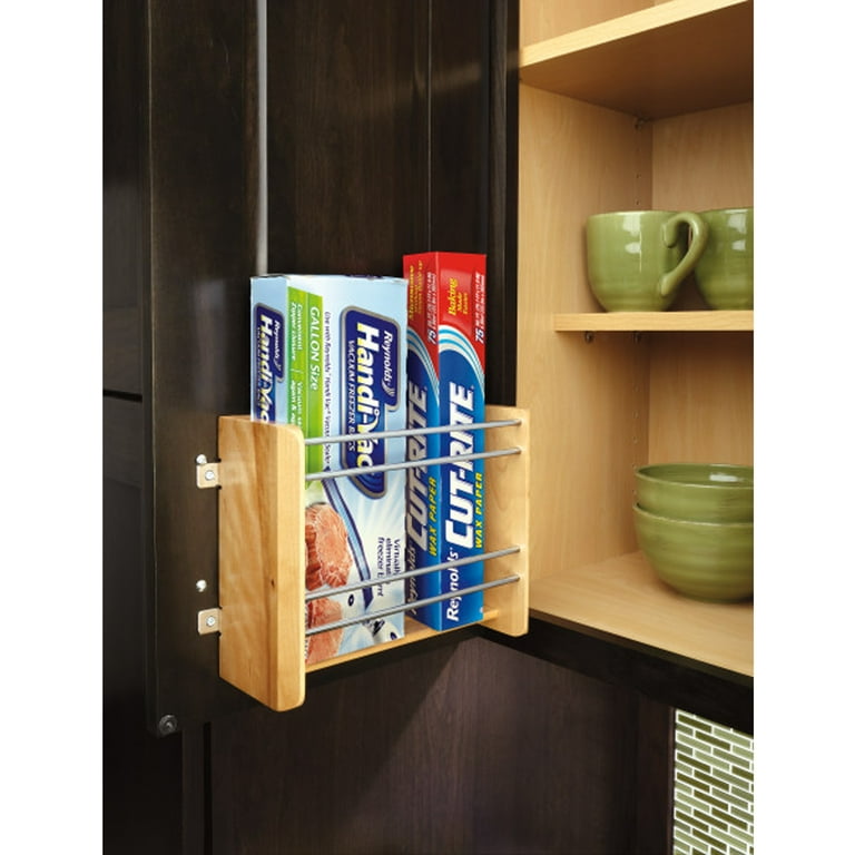 Rev A Shelf 10 inch Pantry Cabinet Door Mount Foil Rack Natural Maple