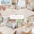 thumbnail image 5 of Washable Rugs 8x10 Area Rugs for Living Room,Rugs for Bedroom,Large Carpets,Ultra Soft Faux Wool Retro Dining Room Rug,Non Slip&Non-Shedding Low Pile Vintage Print Rug for Home Office-Pink White, 5 of 8