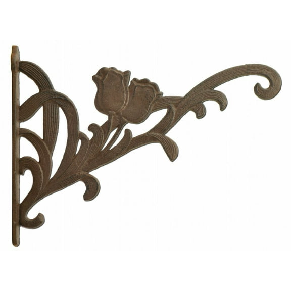 Decorative Tulip Flowers Cast Iron Plant Hanger Hook Bracket X-Large 12.75" deep by Flag Emotes
